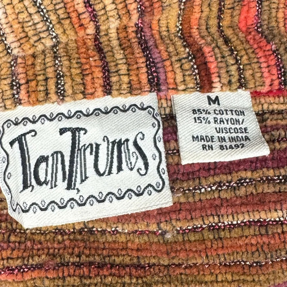 RARE FIND Vintage 90s Tantrums Textured Orange Southwestern Jacket Hippie Boho - Picture 14 of 15